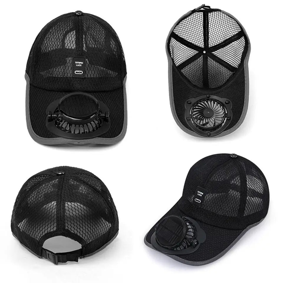 Casquette ventilateur noire détail